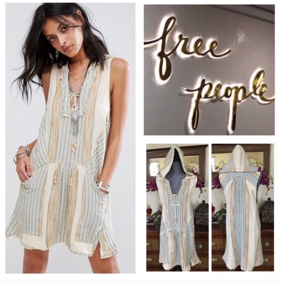 $108 Free People ALL RIGHT NOW Mini Sleeveless Hooded BOHO Dress Sz S XS - Picture 3 of 12